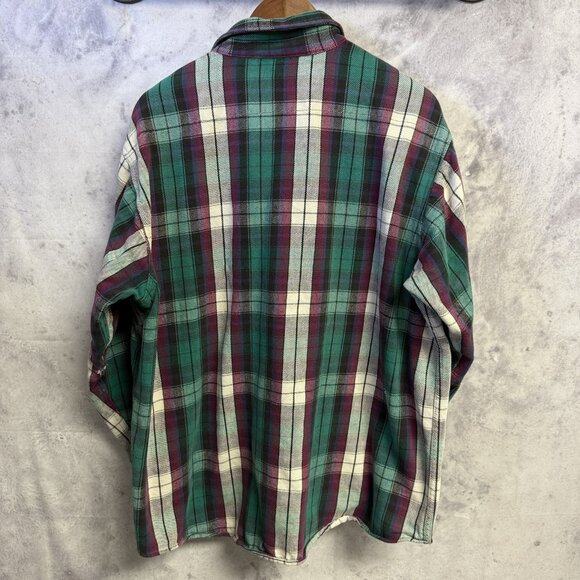 Vintage Field & Stream Plaid Flannel Purple & Green Button Shirt Size XL - Picture 2 of 16